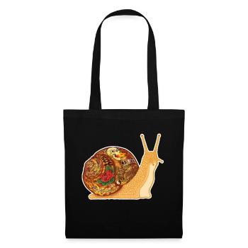Snail Tattoo - white contour - Sac en tissu - noir - Devant