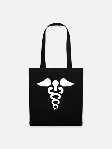 Kleine Caduceus-Symbol-Medizin Rod Of Asclepius - Stoffbeutel - Schwarz