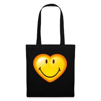 Smiley Glossy Heart - Tote Bag - black - Front