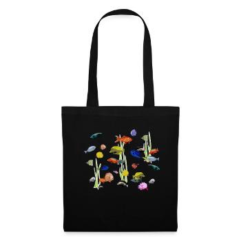 Poissons - Sac en tissu - noir - Devant