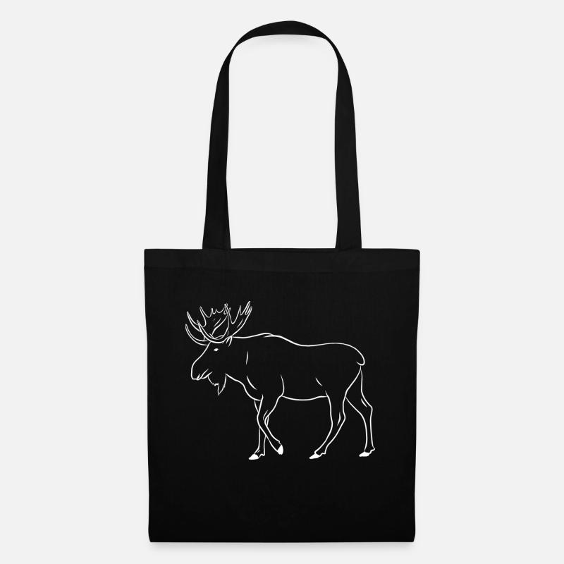 Elch Hirsch Geweih Rentier Geschenk Geschenkidee - Stoffbeutel - Schwarz