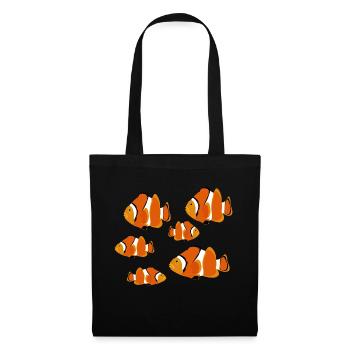 Poisson rouge, poisson clown, mer, poisson nemo - Sac en tissu - noir - Devant