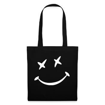Visage souriant - Sac en tissu - noir - Devant