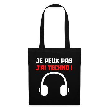 JE PEUX PAS J'AI TECHNO (NOIR) - Sac en tissu - noir - Devant