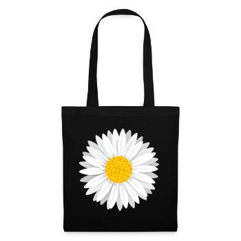 Daisy Fleur marguerite blanche fleur fleur - Sac en tissu - noir - Devant