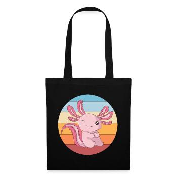 Schwanzlurch Geschenk Brusttasche Axolotl - Stoffbeutel - Schwarz - Vorne