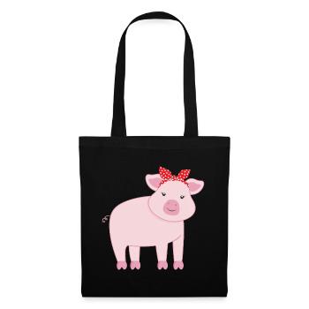 Schwein Schweine - Stoffbeutel - Schwarz - Vorne