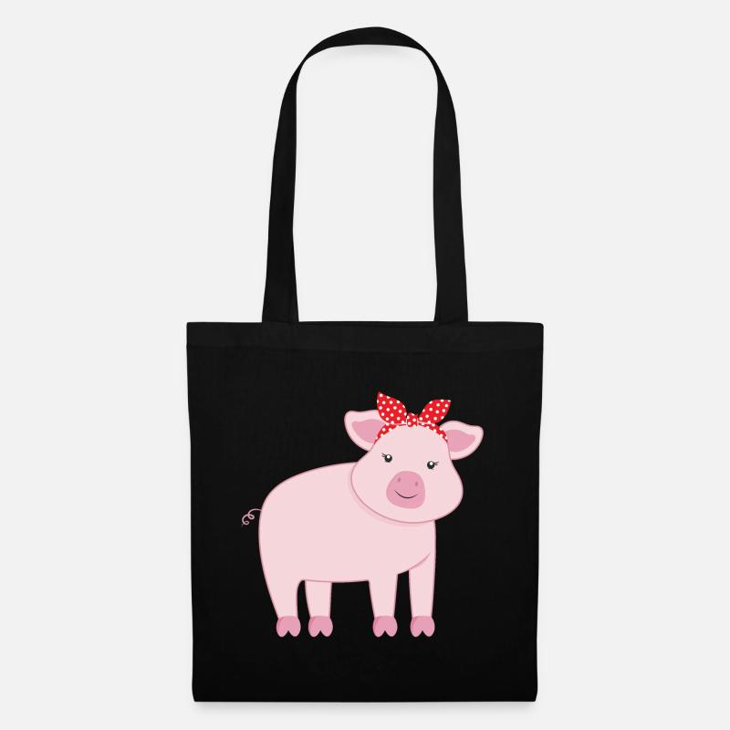 Schwein Schweine - Stoffbeutel - Schwarz