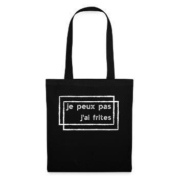 je peux pas j'ai frites (rectangles) - Sac en tissu - noir - Devant