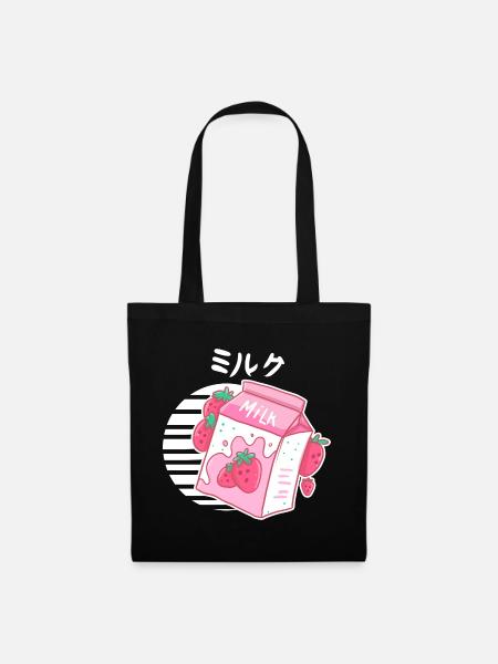 Ästhetische rosa Pastell koreanische - Stoffbeutel - Schwarz