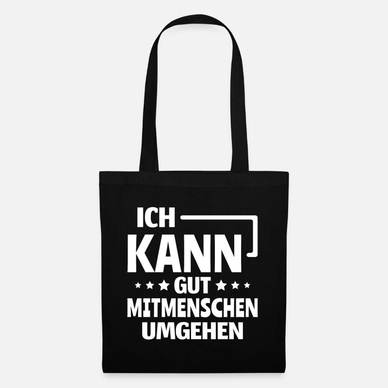 Introvertiert Ich kann gut Mitmenschen umgehen - Stoffbeutel - Schwarz