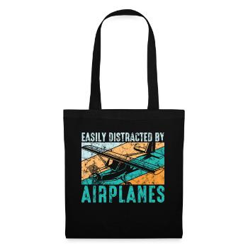 Facilement distrait par le pilote d’aviation Des avions - Sac en tissu - noir - Devant
