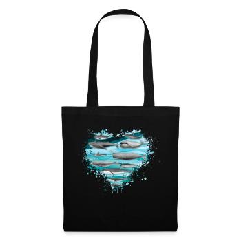 Whale Lover Ocean Heart Animal - Tote Bag - black - Front