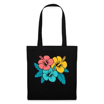 Blumenstrauß Hibiskusblüten, Illustration oberedel - Stoffbeutel - Schwarz - Vorne