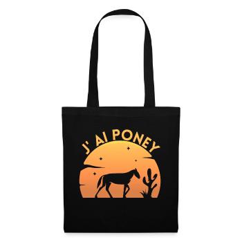 Ich habe Pony - Cavalier Geschenkidee - Stoffbeutel - Schwarz - Vorne