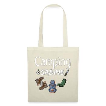 Camping Sabine Camper Camperin Geschenk - Stoffbeutel - Natur - Vorne