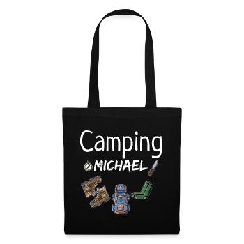 Camping Michael Camper Geschenk - Stoffbeutel - Schwarz - Vorne