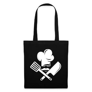 Koch kochen Symbol Mütze Besteck Illustration Icon - Stoffbeutel - Schwarz - Vorne