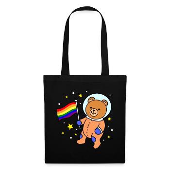 Gay Bear In Space Gay Pride Geschenk - Stoffbeutel - Schwarz - Vorne