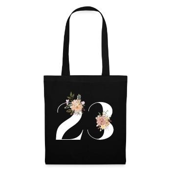 23e anniversaire fleuris (Cadeau de 23 ans) - Sac en tissu - noir - Devant
