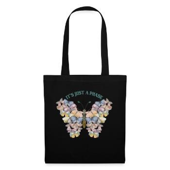 Schmetterling Blume blumig Sprüche Spruch Blumen - Stoffbeutel - Schwarz - Vorne