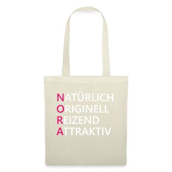 Nora Name Geschenk - Stoffbeutel - Natur - Vorne