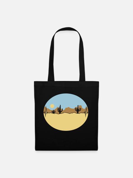 Frequenz Wüste Landschaft Silhouette - Stoffbeutel - Schwarz
