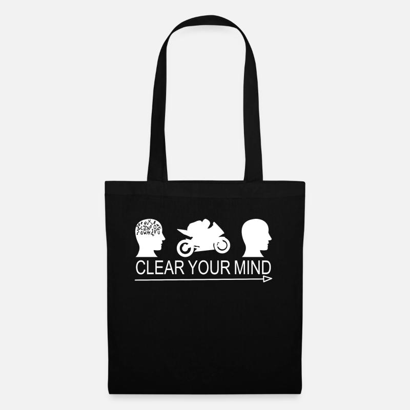Motorrad - Biker - Clear Your Mind - Stoffbeutel - Schwarz