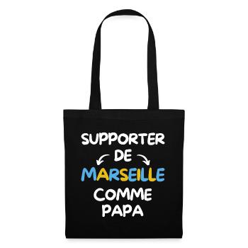 Supporter de Marseille comme papa - Sac en tissu - noir - Devant