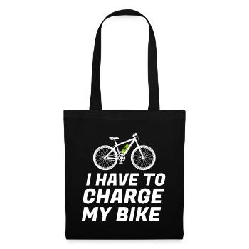 Ich muss mein Fahrrad aufladen E-Bike Elektro-Moun - Stoffbeutel - Schwarz - Vorne