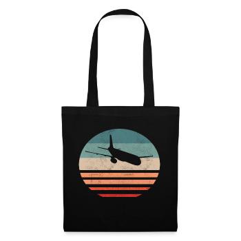 Flugzeug Pilot Vintage Retro Geschenkidee - Stoffbeutel - Schwarz - Vorne