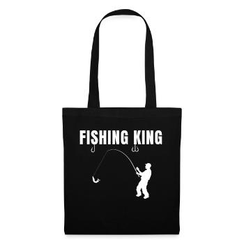 Fishing King Angeln Angler Spruch Geschenk Idee - Stoffbeutel - Schwarz - Vorne