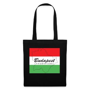 Budapest - Hauptstadt mit GPS-Koordinaten & Flagge - Stoffbeutel - Schwarz - Vorne