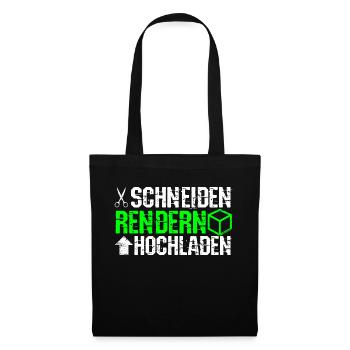 Schneiden Rendern Hochladen - Geschenk für Video C - Stoffbeutel - Schwarz - Vorne
