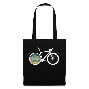 Gravel Bike Camp Rennrad Fahrrad lustiges Geschenk - Stoffbeutel - Schwarz - Vorne