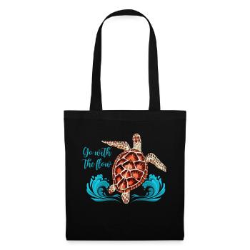 Salty Life I Turtle suit le courant - Sac en tissu - noir - Devant