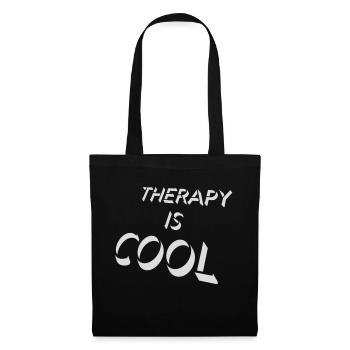 therapy is cool Zitat - Stoffbeutel - Schwarz - Vorne