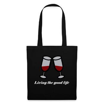 Wein Weine Rotwein Geschenk Geschenkidee Genuss - Stoffbeutel - Schwarz - Vorne