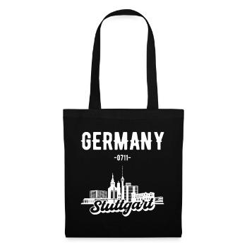 Stuttgart Deutschland Skyline Geschenk - Stoffbeutel - Schwarz - Vorne