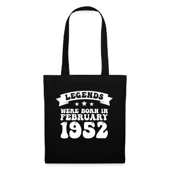 71. Geburtstag Februar Jahrgang 1952 Geschenkidee - Stoffbeutel - Schwarz - Vorne