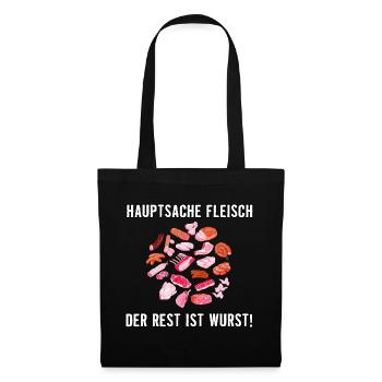 Hauptsache Fleisch - Stoffbeutel - Schwarz - Vorne