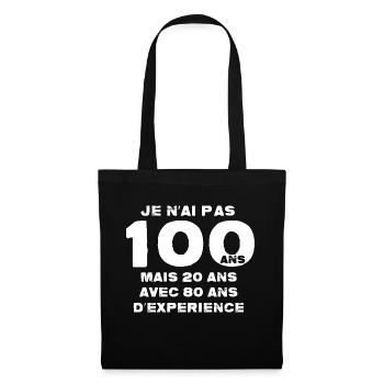Je n'ai pas 100 ans - Sac en tissu - noir - Devant