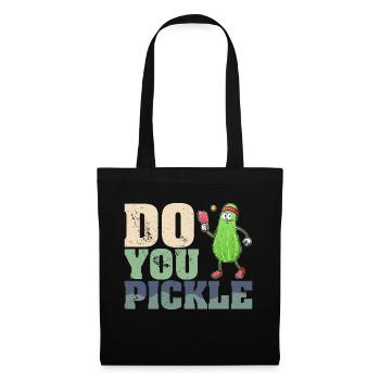 Pickle Gurke Pickelball Schläger Lustig - Stoffbeutel - Schwarz - Vorne