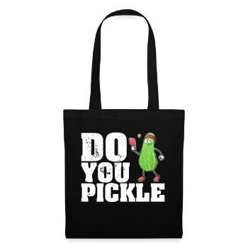 Pickle Gurke Pickelball Schläger Lustig - Stoffbeutel - Schwarz - Vorne