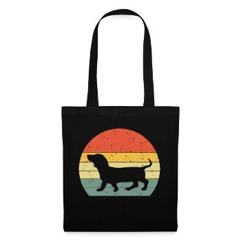 Dackel Dachshund Teckel Vintage Rétro - Sac en tissu - noir - Devant