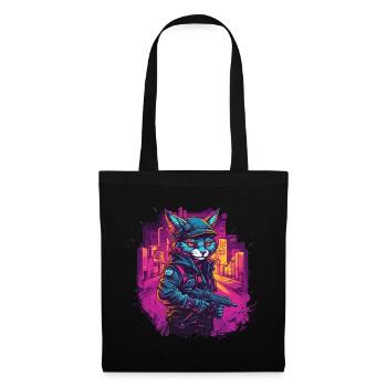 Katze Cyber Cat Katzen Punk - Tote Bag - black - Front