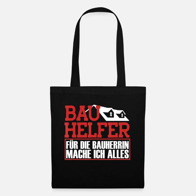 Haus bauen - Schaffe Häusle baue Haus mit Bäumen - Stoffbeutel - Schwarz