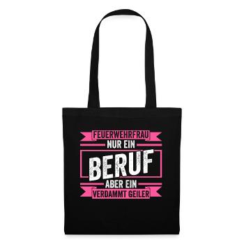 Feuerwehr Feuerwehrfrau - Stoffbeutel - Schwarz - Vorne
