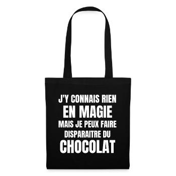 chocolat, chocolat humour, manger du chocolat - Sac en tissu - noir - Devant