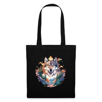 Wolf Wolf’s Head Nature Wilderness Forest Trees Art - Sac en tissu - noir - Devant